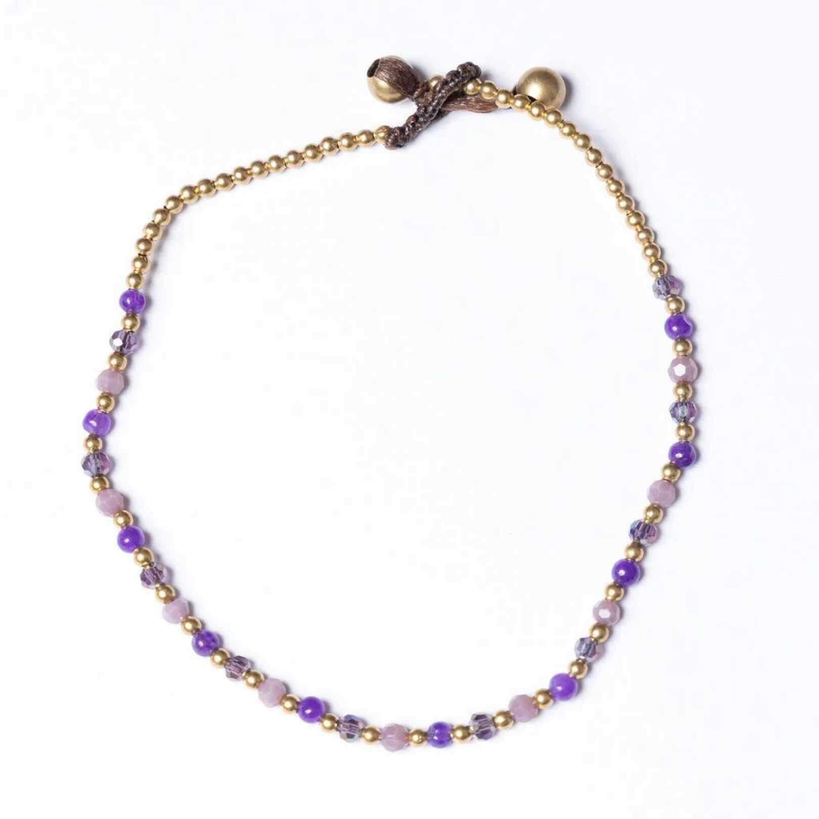Crystal Healing Stone Anklets - Anxiety Amethyst