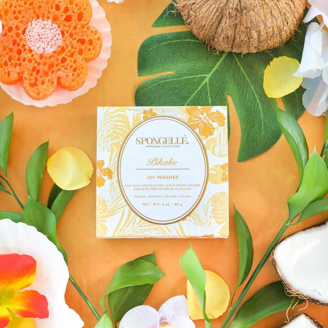 Pikake Spongelle box on orange leaf background