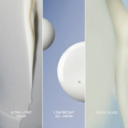 Three types of skincare textures labeled &