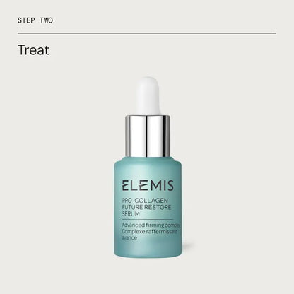 Elemis skincare serum bottle on a light gray background.