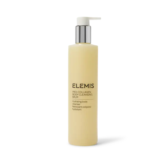 Elemis Pro-Collagen Body Cleansing Balm bottle on a white background
