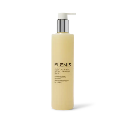 Elemis Pro-Collagen Body Cleansing Balm bottle on a white background