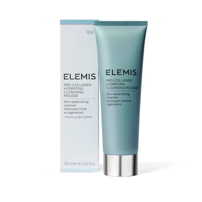ELEMIS Pro-Collagen Hydrating Cleansing Mousse with packaging on a white background