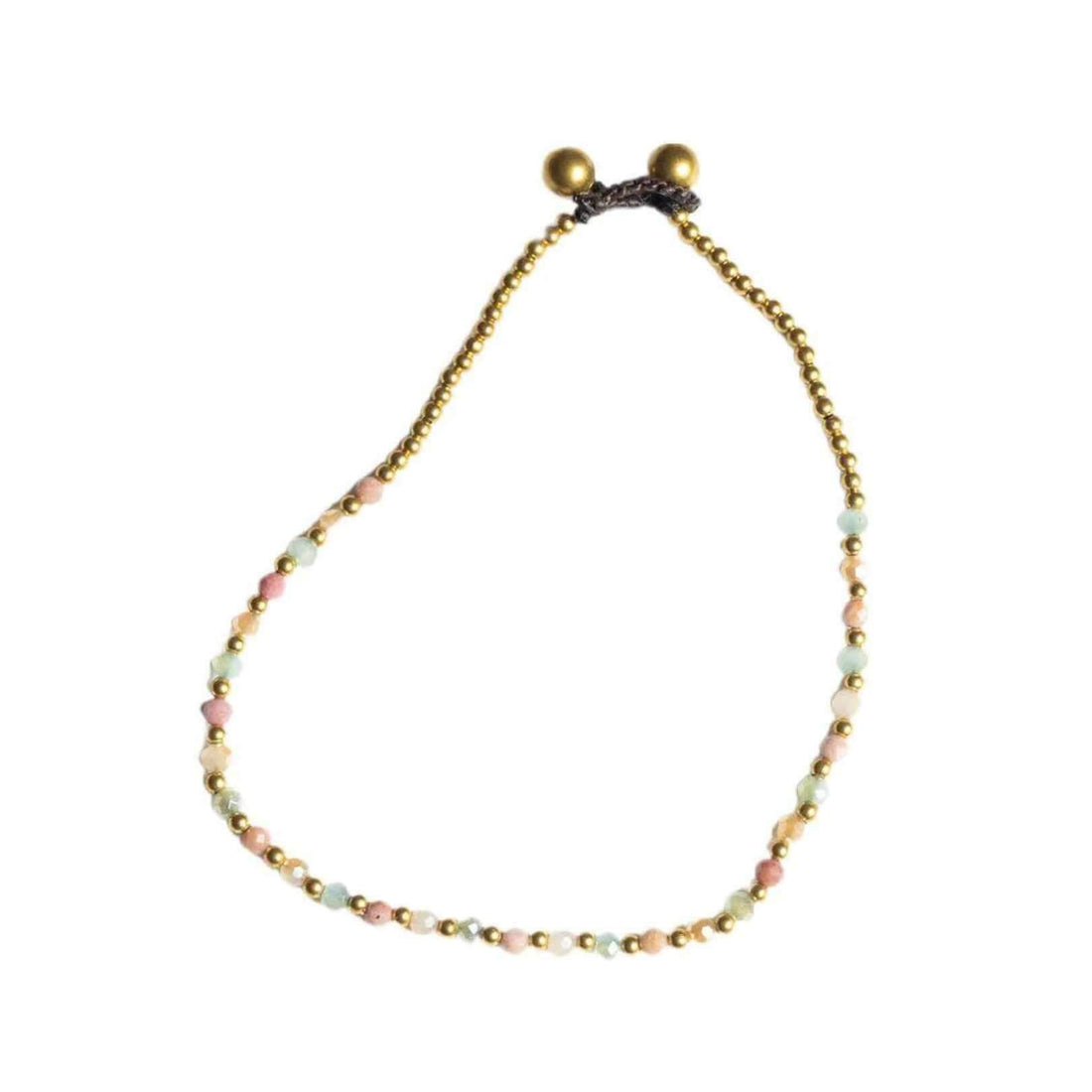 Crystal Healing Stone Anklets - Balance Rhodonite