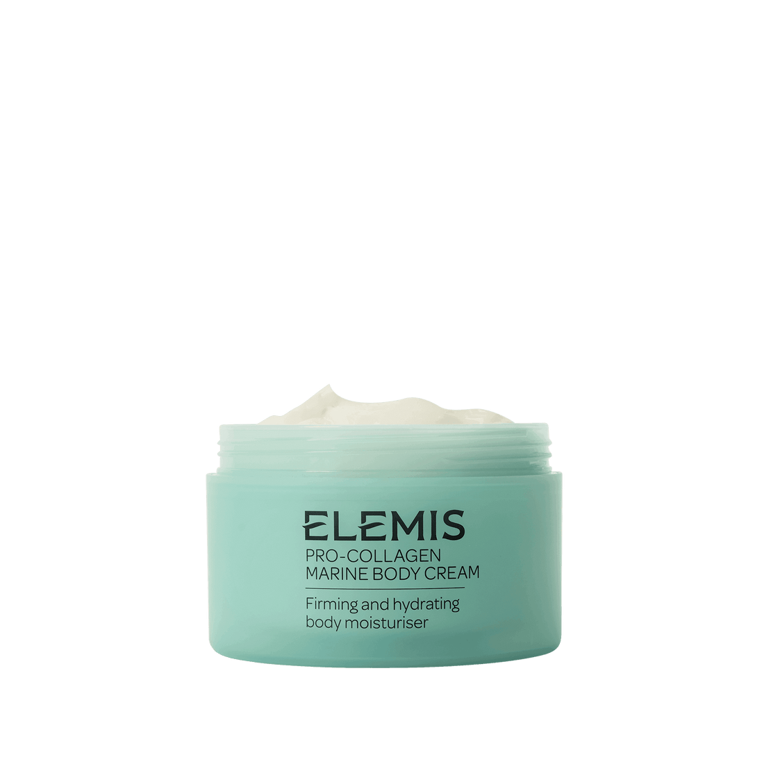 Elemis Pro-Collagen Marine Body Cream jar on a black background