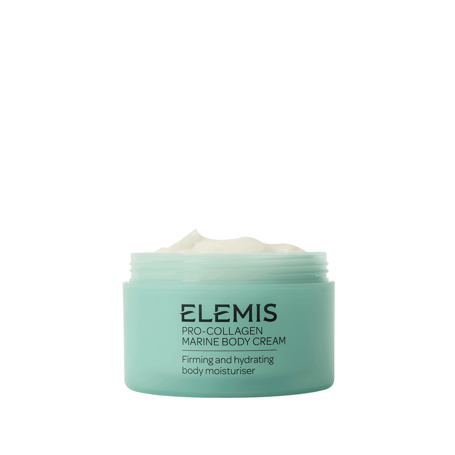 Elemis Pro-Collagen Marine Body Cream jar on a black background