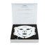 A white Elemis LED light therapy face mask presented inside its open white and black gift box, with the product name and description printed on the inside lid.